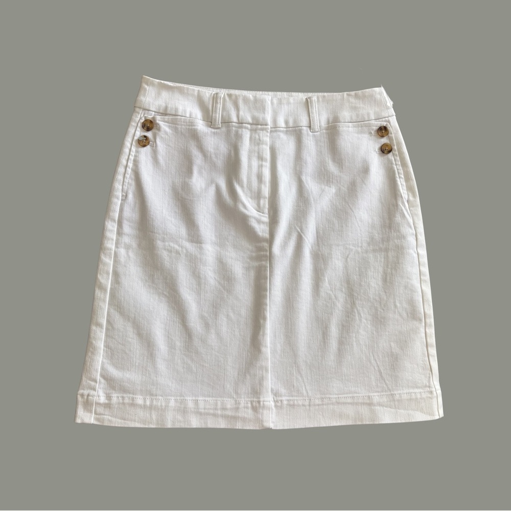 NWT Talbots White Pencil Skirt nautical preppy classic Cotton blend Size 6